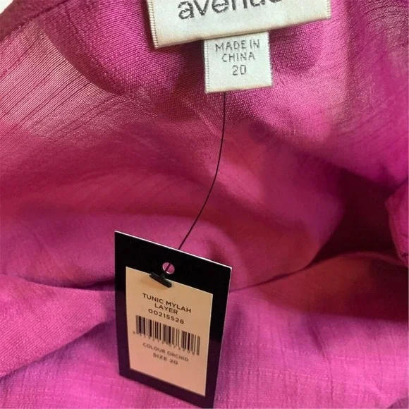 Avenue‎ Women's Tunic Top Size 20 Purple V-Neck Flutter Sleeve Blouse - Picture 4 of 5